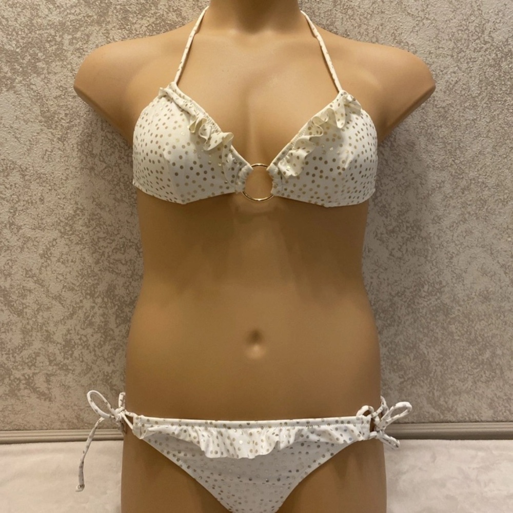 Victoria's Secret Ivory And Gold Polka Dot Bikini
